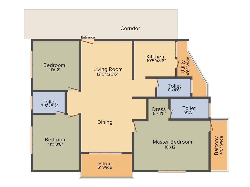 DEC Sukriti Apartment (3BHK+3T (1,791 sq ft) + Pooja Room 1791 sq ft)