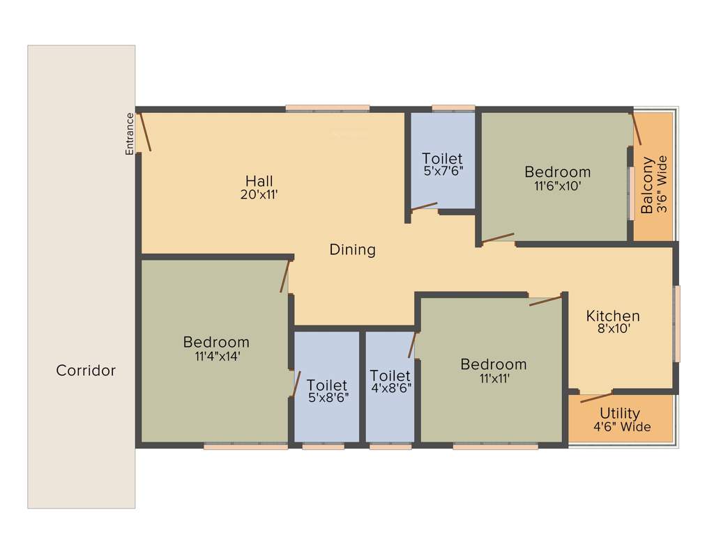 DEC Sukriti Apartment (3BHK+3T (1,378 sq ft) 1378 sq ft)