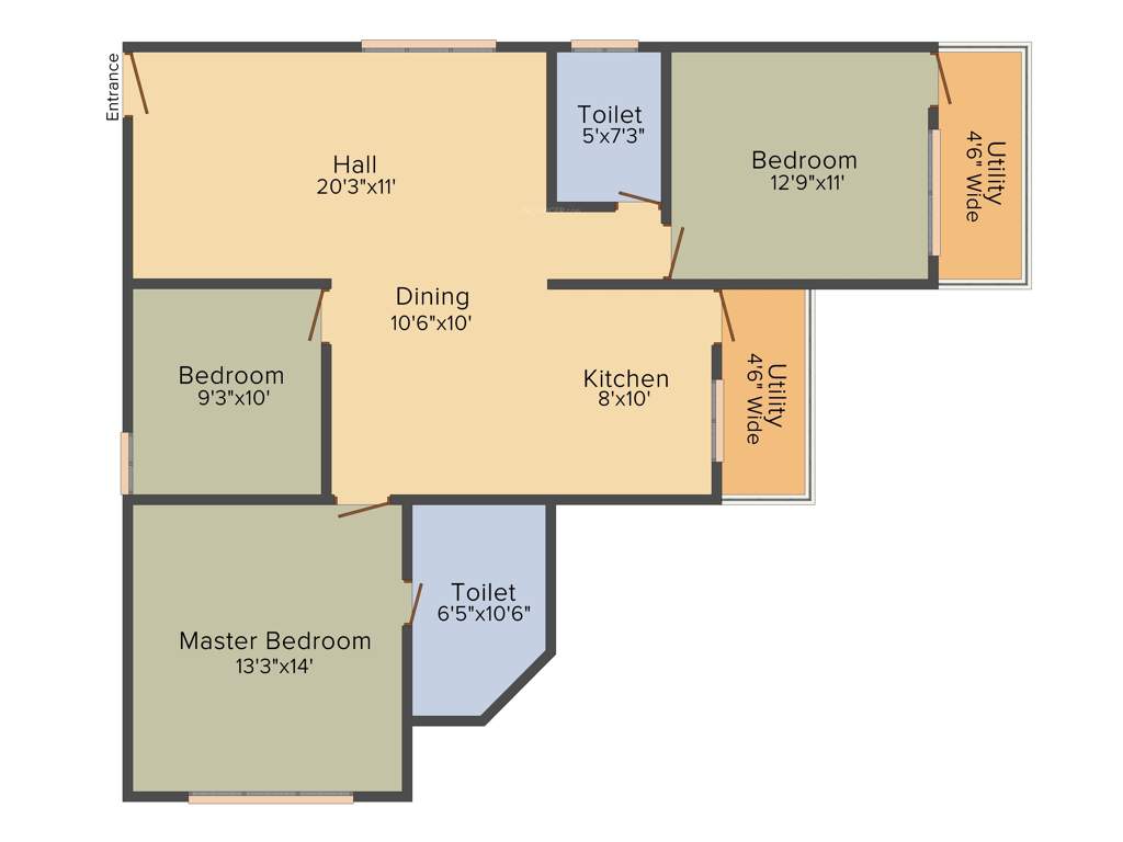 DEC Sukriti Apartment (2BHK+2T (1,434 sq ft) + Study Room 1434 sq ft)