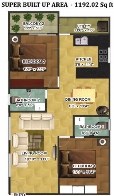 Ashrith Group RR Residency (2BHK+2T (1,192 sq ft) 1192 sq ft) Ashrith Group RR Residency (2BHK+2T (1,192 sq ft) 1192 sq ft)