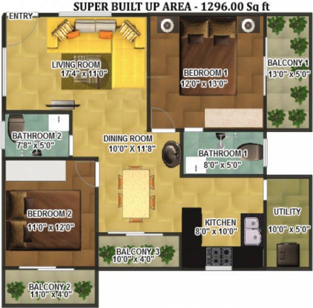 Ashrith Group RR Residency (2BHK+2T (1,296 sq ft) 1296 sq ft)