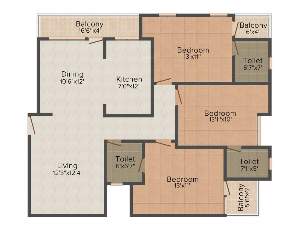 Pinkcity Orient Residency (3BHK+3T (1,589 sq ft) 1589 sq ft)