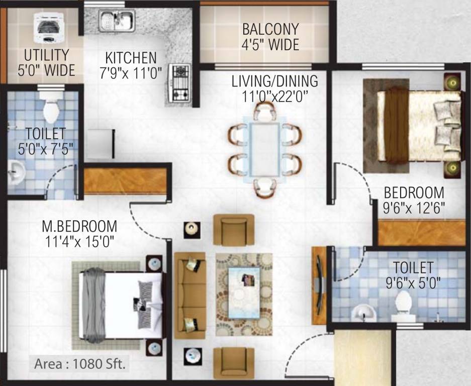 Ashrith Aspire (2BHK+2T (1,080 sq ft) 1080 sq ft) Ashrith Aspire (2BHK+2T (1,080 sq ft) 1080 sq ft)