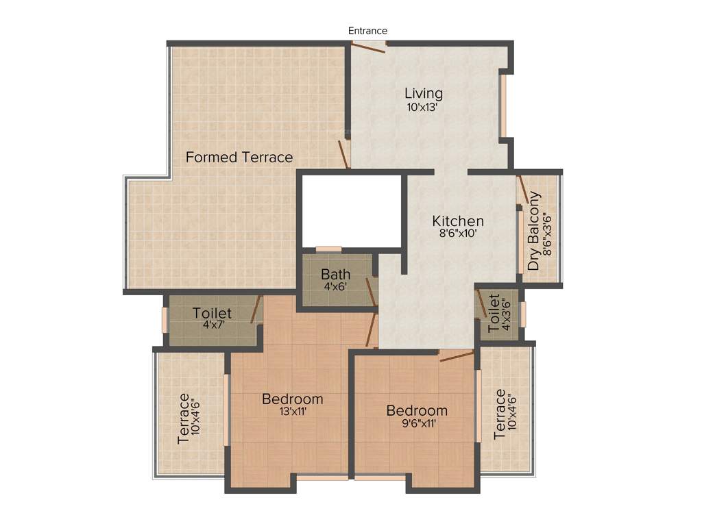 Rays Lake Homes (2BHK+2T (1,223 sq ft) 1223 sq ft)
