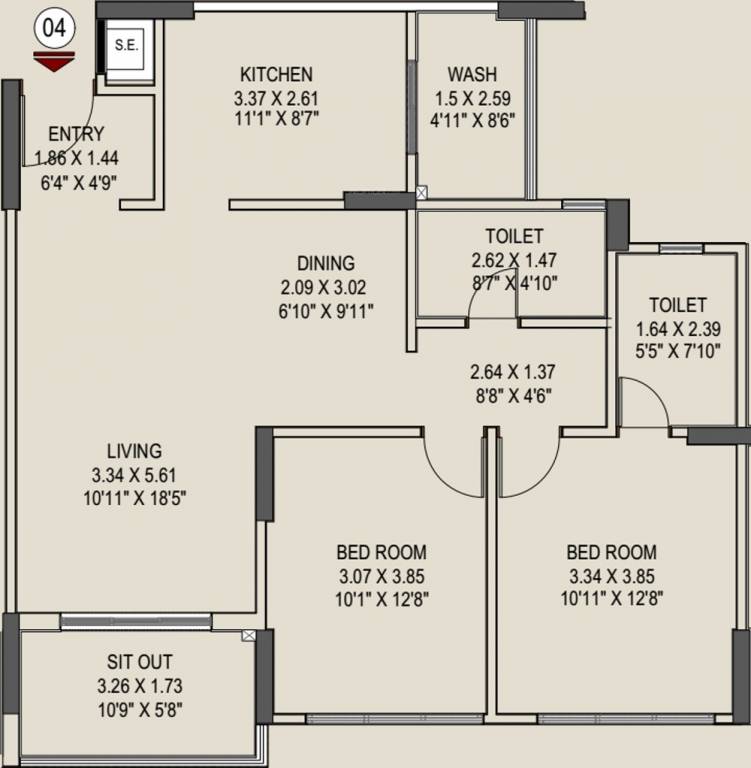 Pride Enchanta II (2BHK+2T (1,195 sq ft) 1195 sq ft) Pride Enchanta II (2BHK+2T (1,195 sq ft) 1195 sq ft)