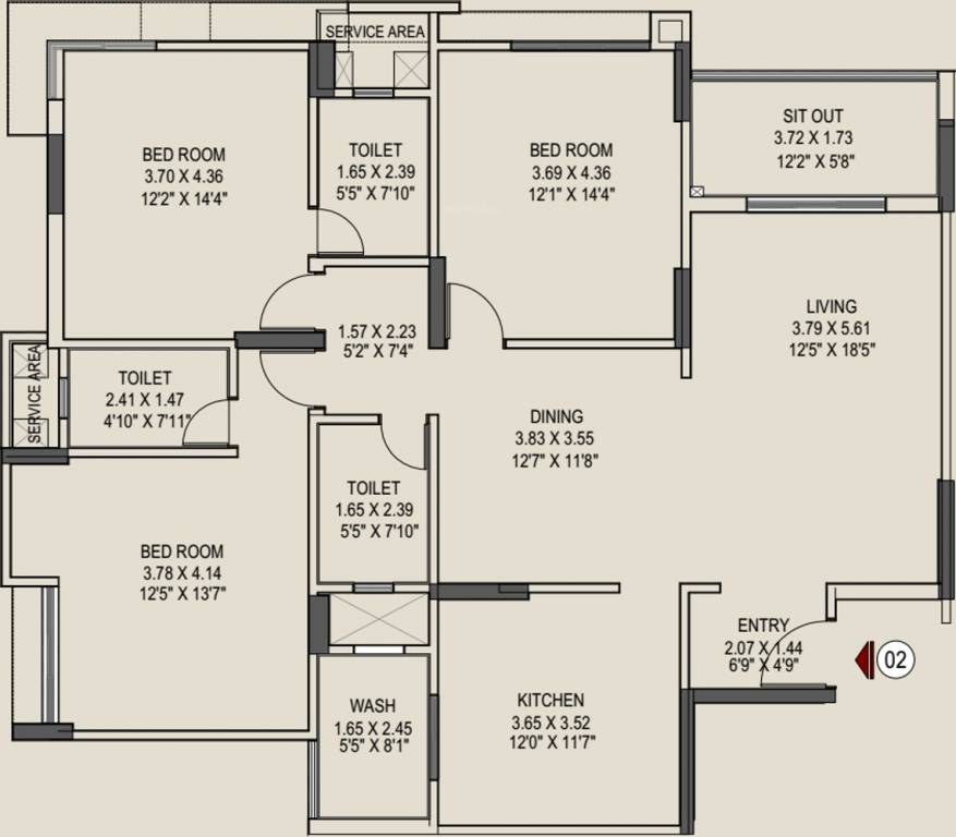 Pride Enchanta II (3BHK+3T (1,835 sq ft) 1835 sq ft) Pride Enchanta II (3BHK+3T (1,835 sq ft) 1835 sq ft)