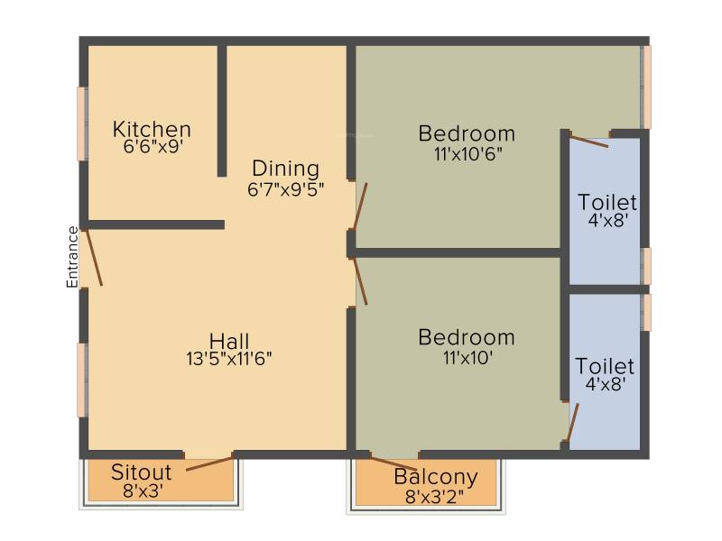 Le Moksha (2BHK+2T (925 sq ft) 925 sq ft)