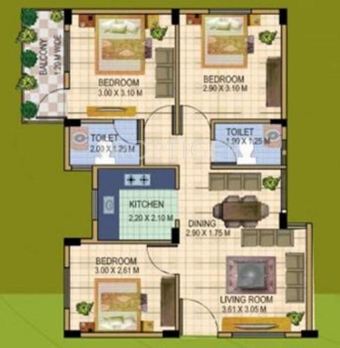 Kataria Eco City (3BHK+2T (995 sq ft) 995 sq ft)