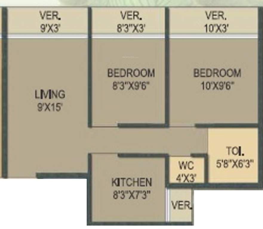 Space Space Hill Crest (2BHK+2T (850 sq ft) 850 sq ft)