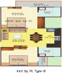 Whitney Green Residency (2BHK+2T (885 sq ft) 885 sq ft) Whitney Green Residency (2BHK+2T (885 sq ft) 885 sq ft)