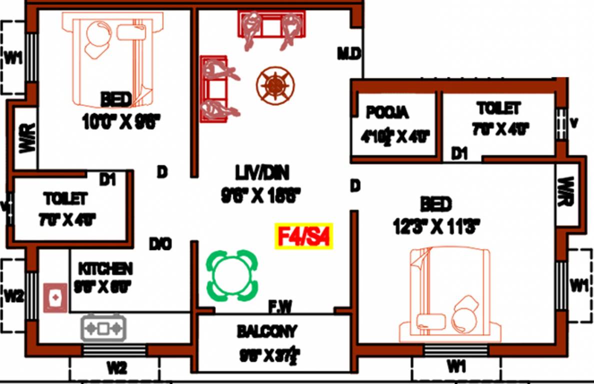 Prabha Baskar (2BHK+2T (830 sq ft) + Pooja Room 830 sq ft)