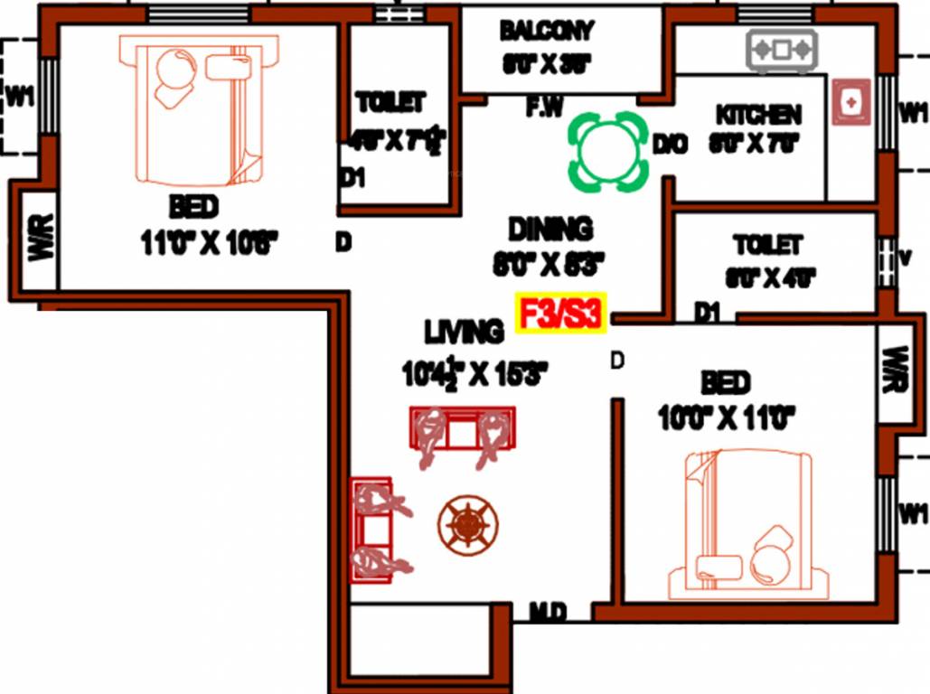 Prabha Baskar (2BHK+2T (834 sq ft) + Pooja Room 834 sq ft)