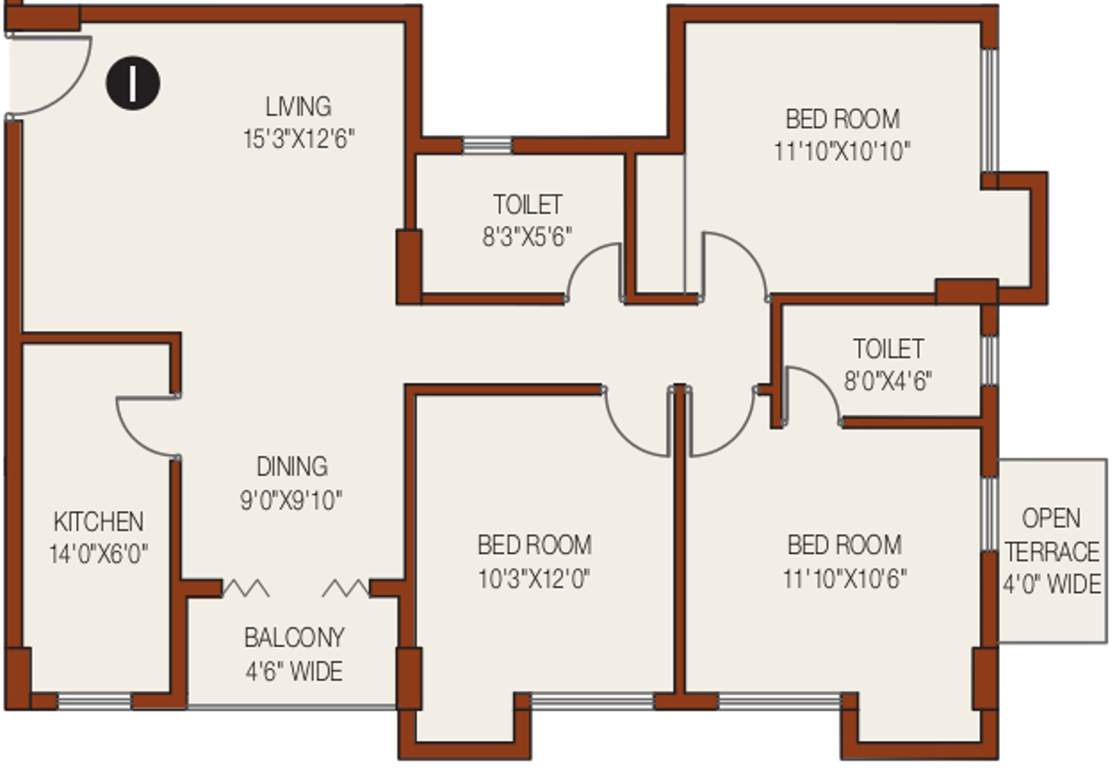 Unimark Riviera (3BHK+2T (1,418 sq ft) 1418 sq ft)