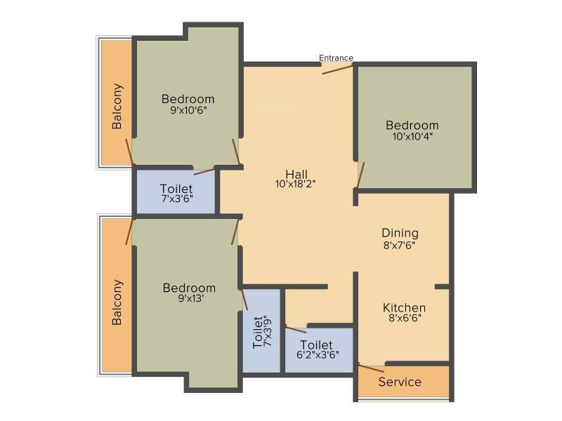 VGK Brindavan (3BHK+3T (1,121 sq ft) 1121 sq ft)