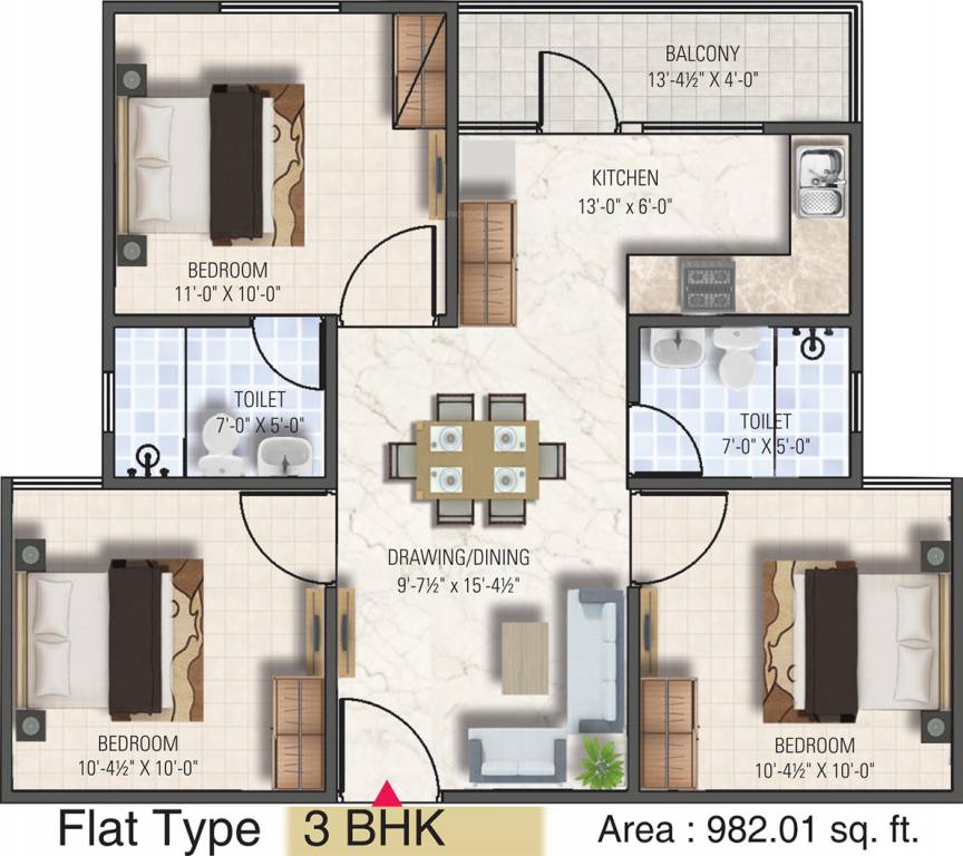 Dhanuka Sunshine Aditya (3BHK+2T (982 sq ft) 982 sq ft) Dhanuka Sunshine Aditya (3BHK+2T (982 sq ft) 982 sq ft)