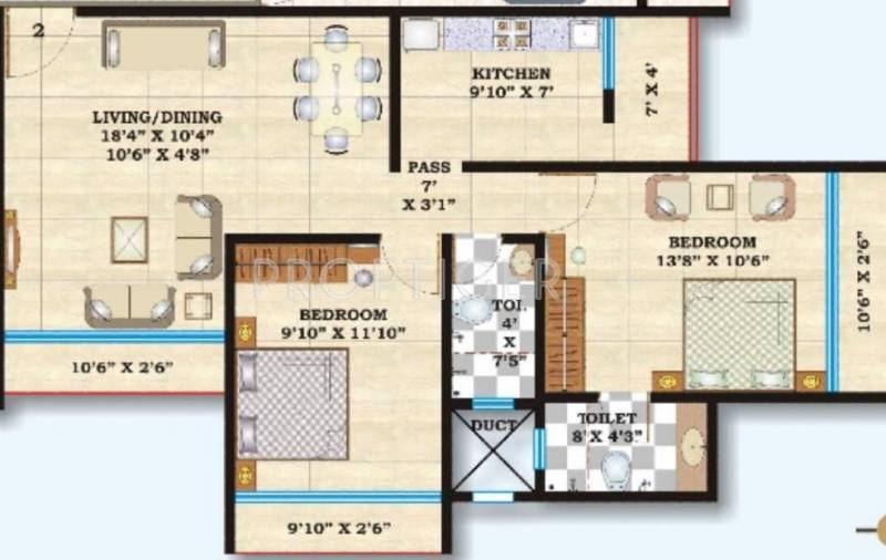 Dipti Dip Mani Floor Plan (2BHK+2T)