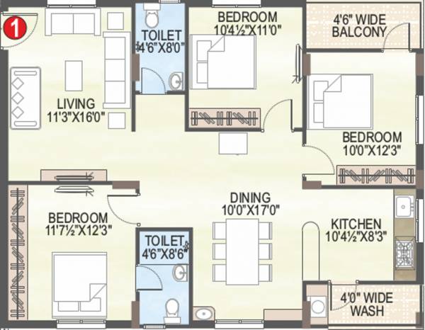BRC Ankura (3BHK+2T (1,460 sq ft) 1460 sq ft) BRC Ankura (3BHK+2T (1,460 sq ft) 1460 sq ft)
