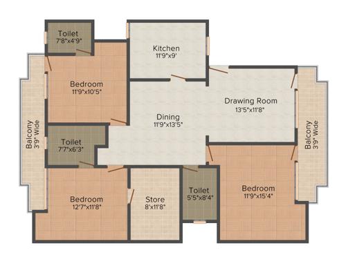 Gambhir Pratham (3BHK+3T (1,850 sq ft) 1850 sq ft)