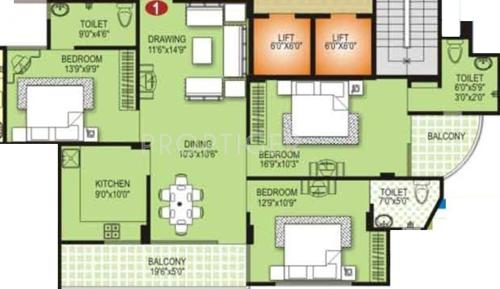 Vardhman Western Heights (3BHK+3T (1,594 sq ft) 1594 sq ft) Vardhman Western Heights (3BHK+3T (1,594 sq ft) 1594 sq ft)