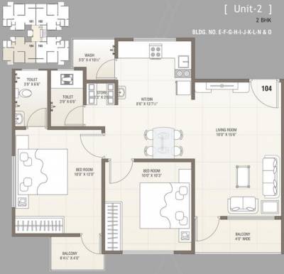 Avadh Sukan (2BHK+2T (1,105 sq ft) 1105 sq ft)