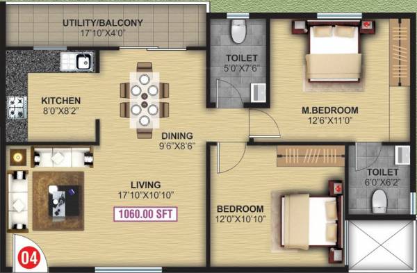 SLV Roshan Enclave (2BHK+2T (1,060 sq ft) 1060 sq ft)