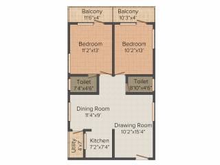 Jeevan Ornate (2BHK+2T (1,110 sq ft) 1110 sq ft)