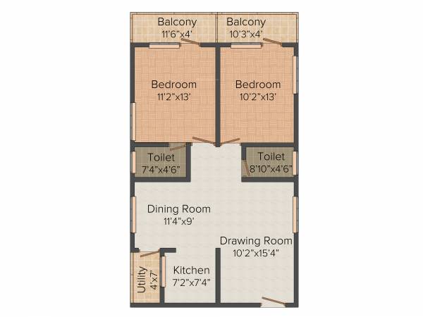 Jeevan Ornate (2BHK+2T (1,110 sq ft) 1110 sq ft)