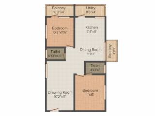 Jeevan Ornate (2BHK+2T (1,150 sq ft) 1150 sq ft)