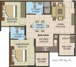 Sowparnika The Columns (2BHK+2T (981 sq ft) 981 sq ft)