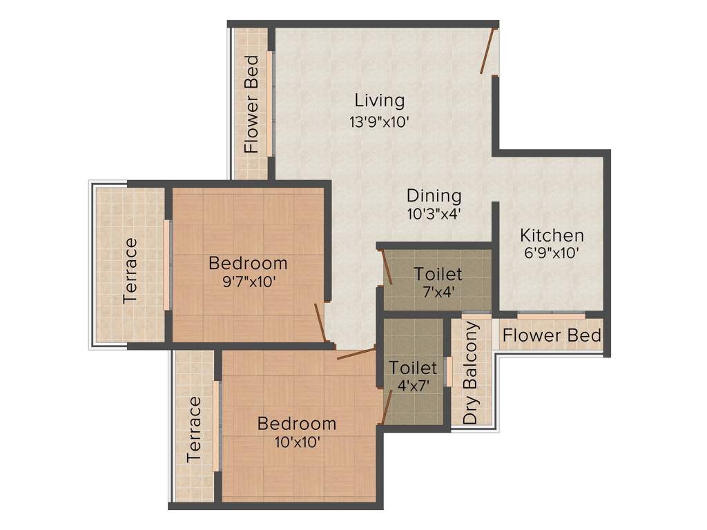 Shree Avenue 1 (2BHK+2T (1,001 sq ft) 1001 sq ft)