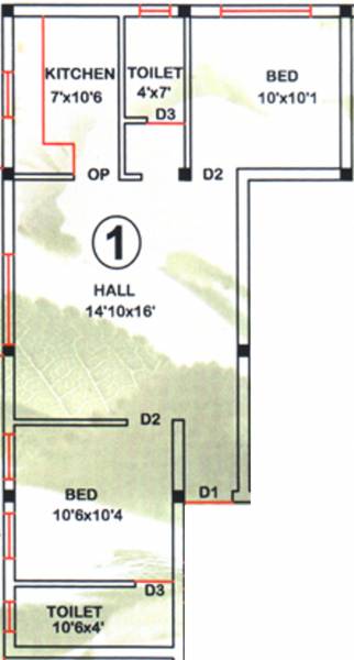 Dream Anugraha (2BHK+2T (804 sq ft) 804 sq ft)