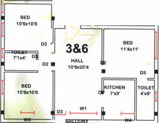 Dream Anugraha (3BHK+2T (1,135 sq ft) 1135 sq ft) Dream Anugraha (3BHK+2T (1,135 sq ft) 1135 sq ft)