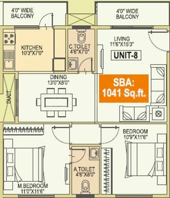 Metrotech Forest View (2BHK+2T (1,041 sq ft) 1041 sq ft) Metrotech Forest View (2BHK+2T (1,041 sq ft) 1041 sq ft)