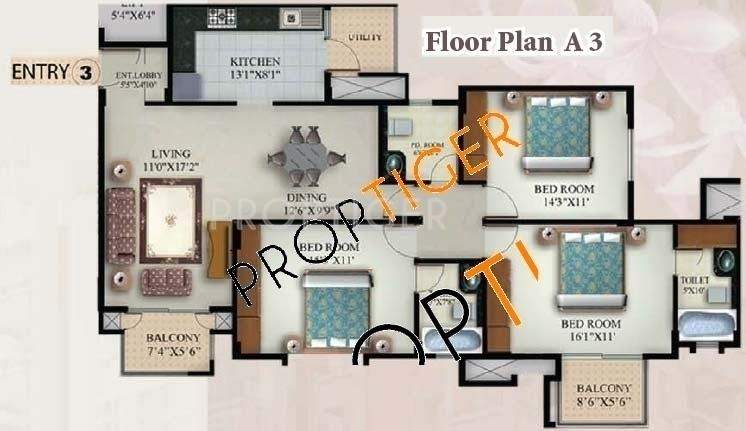 Galaxy Orchid Park (3BHK+3T (1,404 sq ft) 1404 sq ft)