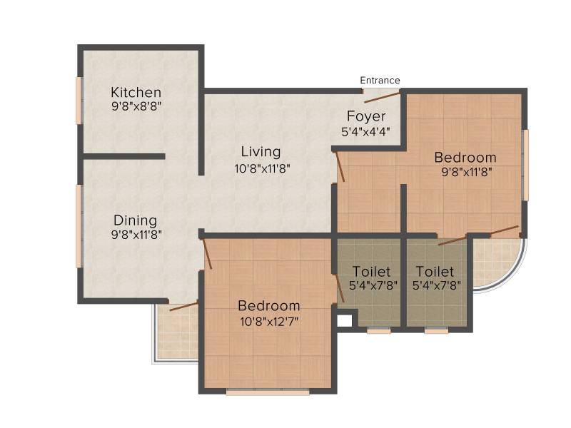 Chevron Celestine Apartment (2BHK+2T (1,084 sq ft) 1084 sq ft)