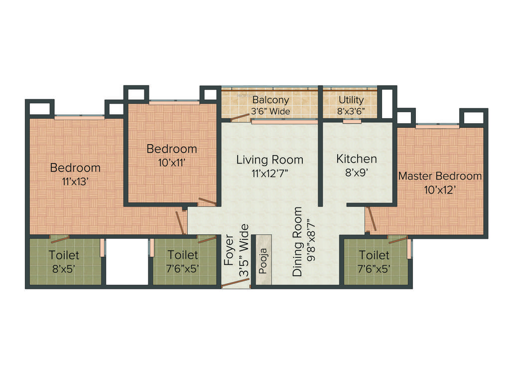 KG Signature City (3BHK+3T (1,295 sq ft) 1295 sq ft)