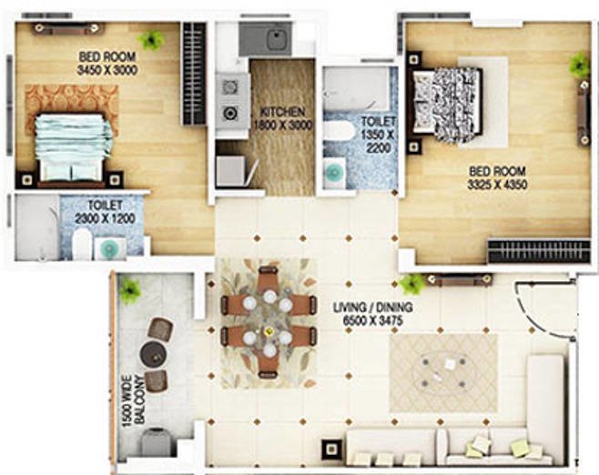 Signum Cloud 9 (2BHK+2T (1,122 sq ft) 1122 sq ft)