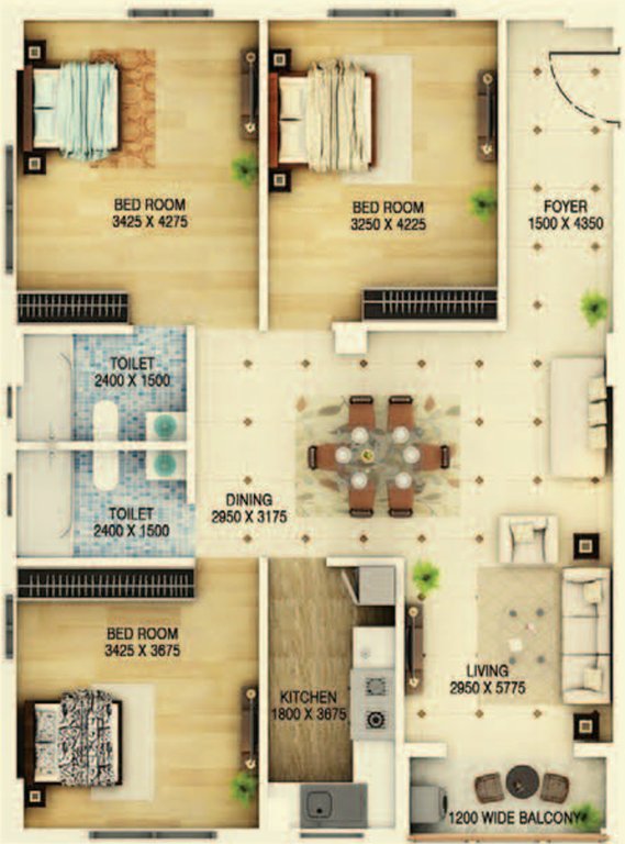 Signum Cloud 9 (3BHK+2T (1,463 sq ft) 1463 sq ft)