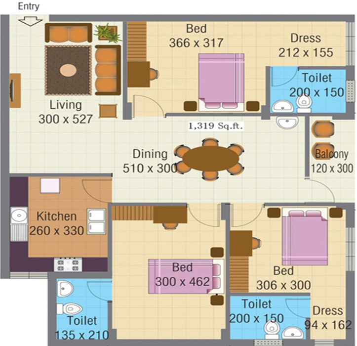 Jos The Platinum City (3BHK+3T (1,319 sq ft) 1319 sq ft) Jos The Platinum City (3BHK+3T (1,319 sq ft) 1319 sq ft)