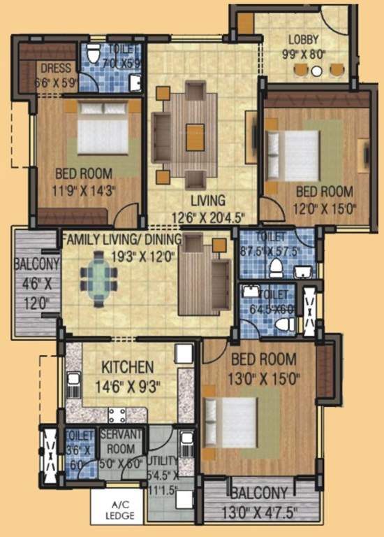 Kences Woods (3BHK+3T (2,186 sq ft) + Servant Room 2186 sq ft)