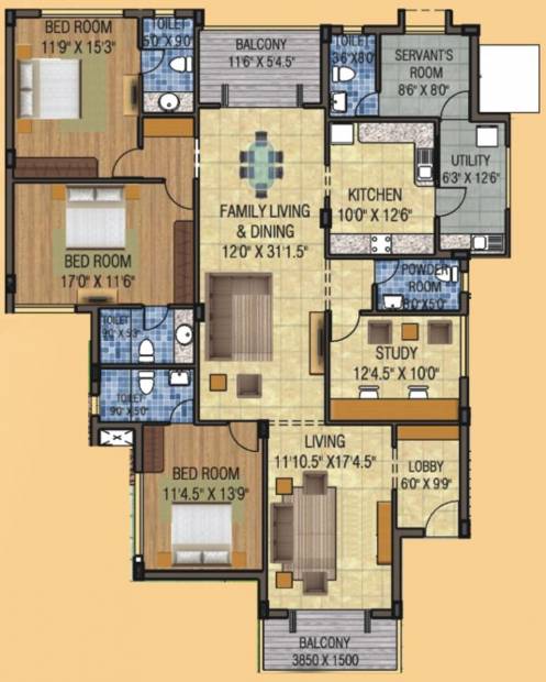 Kences Woods (3BHK+4T (2,526 sq ft) + Study Room 2526 sq ft)