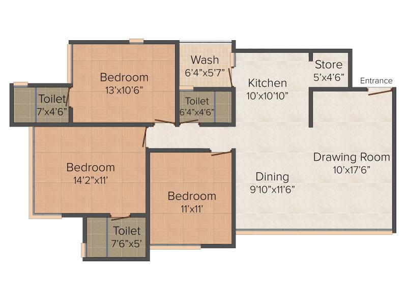 Teraiya Adhisthan Shriya (3BHK+3T (1,945 sq ft) 1945 sq ft)