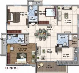 Aparna HillPark Silver Oaks (3BHK+3T (1,700 sq ft) + Pooja Room 1700 sq ft)