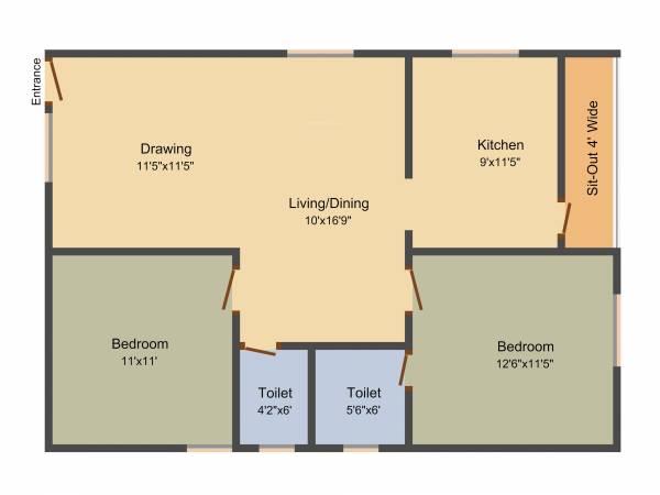 SS Navya Glass Emerald (2BHK+2T (1,045 sq ft) 1045 sq ft)