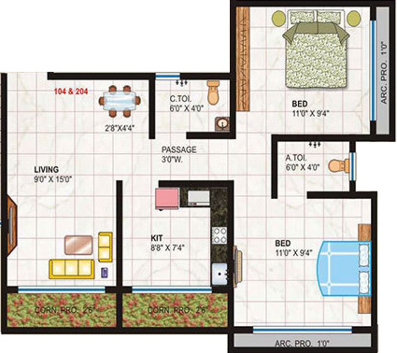Mahajan Vedant Kalp (2BHK+2T (1,000 sq ft) 1000 sq ft)