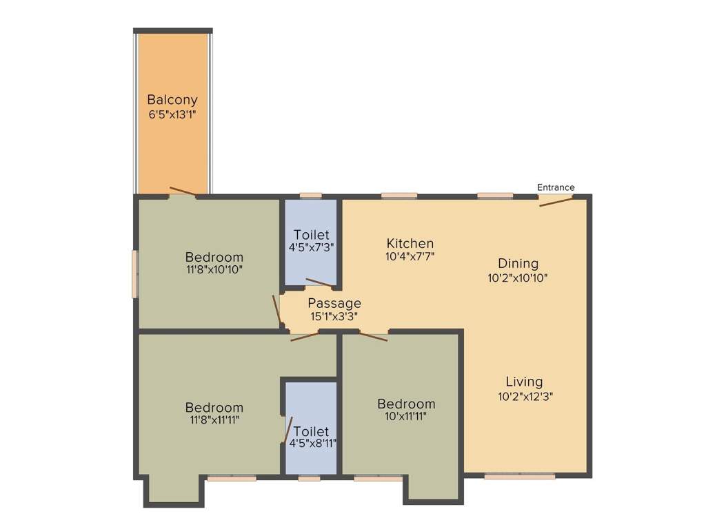 Sugam Habitat (3BHK+2T (1,347 sq ft) 1347 sq ft)
