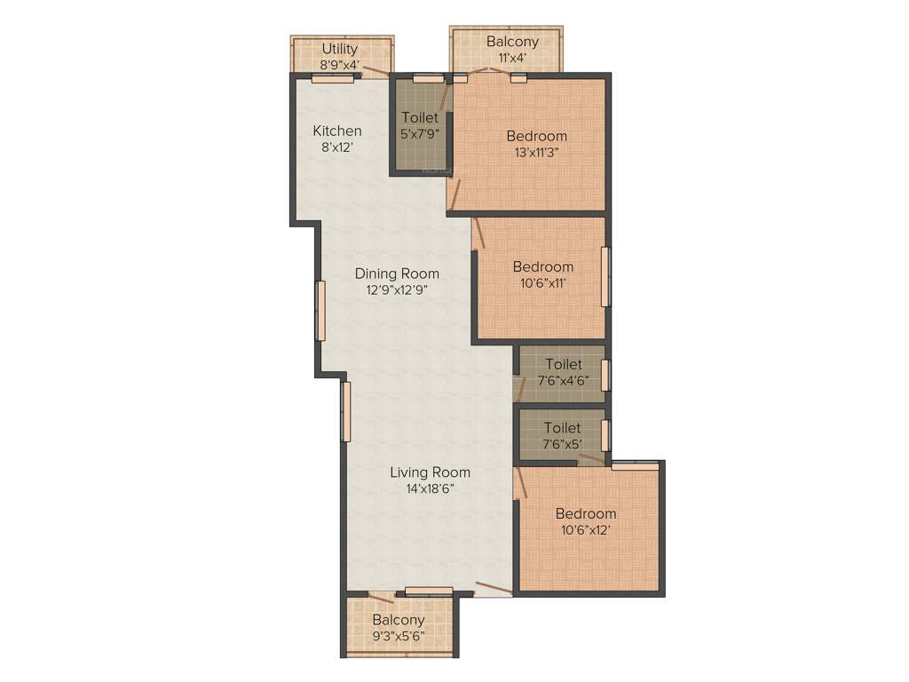 Saravana Esplanade (3BHK+3T (1,590 sq ft) 1590 sq ft)