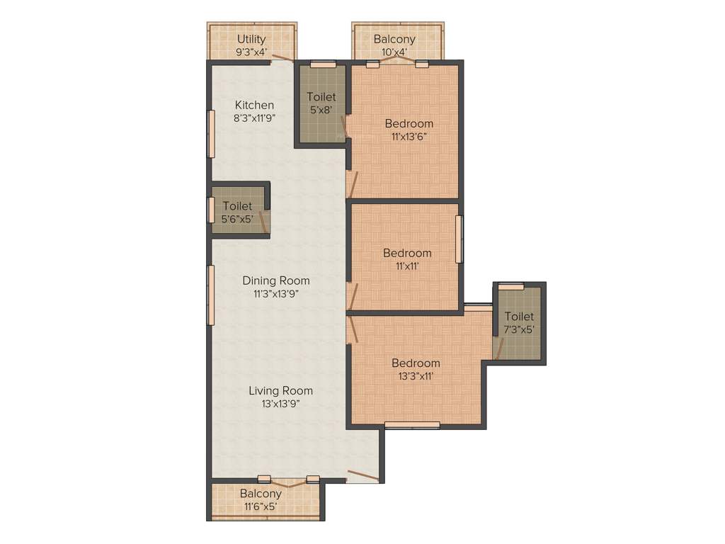 Saravana Esplanade (3BHK+3T (1,592 sq ft) 1592 sq ft)