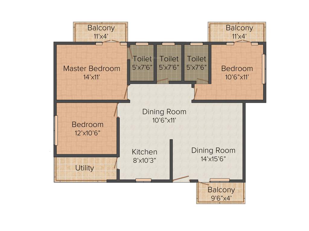 Saravana Esplanade (3BHK+3T (1,523 sq ft) 1523 sq ft)