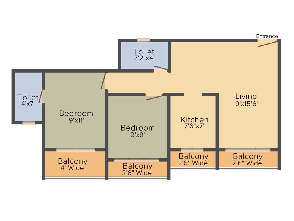 Shree Balaji Balaji Garden (2BHK+2T (870 sq ft) 870 sq ft)